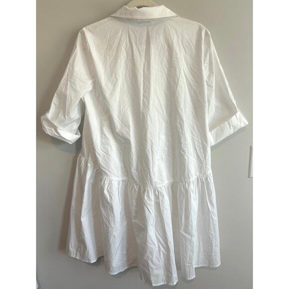 NWT Madewell Button-Front Mini Shirtdress in Poplin White Size Medium - Picture 8 of 8